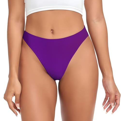 WBQLSL Tanga de color liso con estampado morado oscuro para mujer, lencería sexy, bragas de bikini, Negro, M