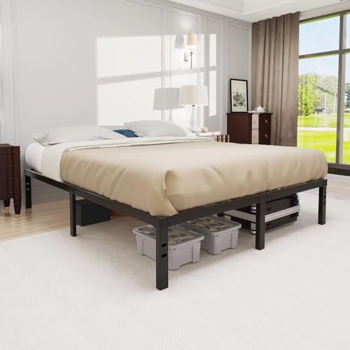 AUTSTA Estrutura de cama queen size fácil de montar, moldura de cama queen sem necessidade de mola,
