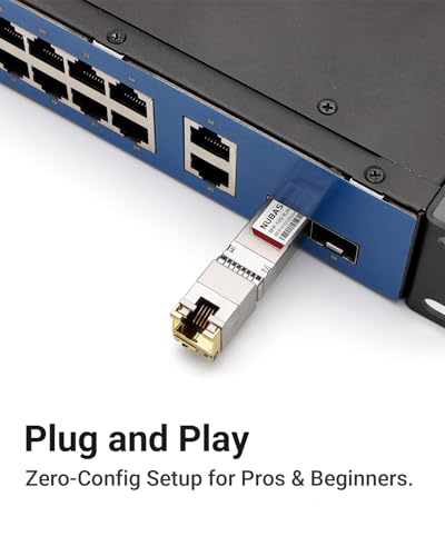 Image of SFP+ to RJ45 Adapter | 10G /5G /2.5G /1G Auto-Sensing | Low Power SFP+ Transceiver Module < 2.5W | 10GbE Copper Up to 100ft (30m) | Plug-Play