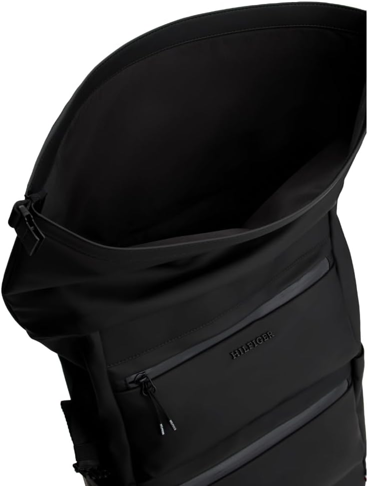 Tommy Hilfiger Mens Rolltop Backpack, Black