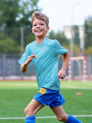 Image of Boys Neon Shirts Dry Fit Athletic T Shirts UPF 50+ Performance Cooling Shirt Short Sleeve Rash Guard Kids Top for Boys Girls