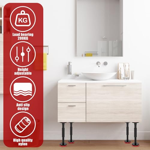 2Pcs Telescopic Support Pole, Undermount Sink Support Adjustable Support System Cabinet Support Pole Rod 7"-17.7" Cabinet Lifting Bracket, Supports up to 440 lbs Floor Jack for Cabinet Sofa Sink by kjcbkcb - Used condition - Image 6