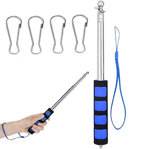 Teleskop Fahnenstange 1,8m - 360° Drehbarer Aluminium Mast Mit Karabinern - Für Camping & Outdoor Events