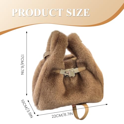 Sac en fourrure de luxe kaki chic avec sangle réglable - 2