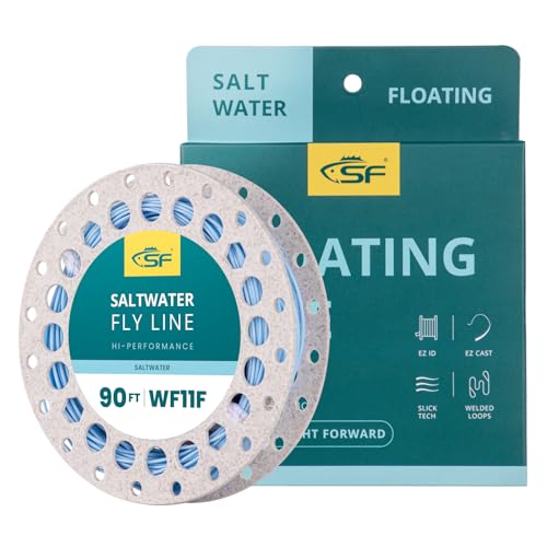 SF Saltwater Fly Line with Welded Loop Weight Forward Floating Line Braided Multifilament Core Light Blue Resistant Corrosion for Saltwater 90FT WF11F