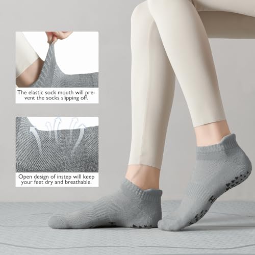 Hstyle 6 Pairs of Yoga Socks with Grips for Women and Men,Ideal for Ballet,Barefoot Workout,Pilates Grip Socks Non Slip Socks3