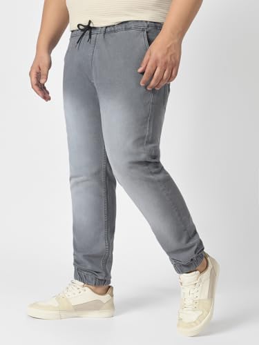 Urbano Plus Herren Grau Regular Fit Jogger Jeans Stretch, Grau, 50 – Bild 4