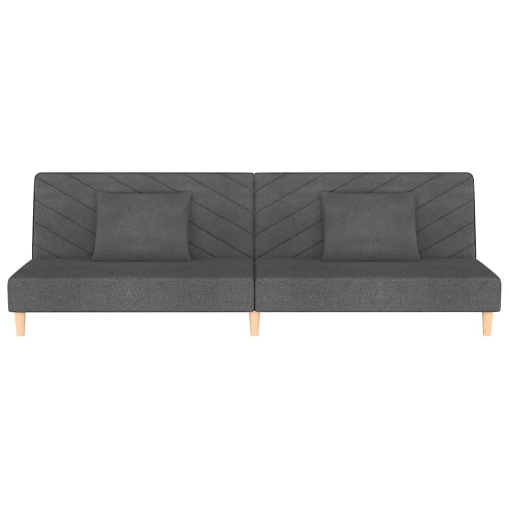 Sofa z funkcją spania 2-osobowa z 2 poduszkami, ciemnoszary, materiał, 200 x 84,5 x 69 cm, z miejscem do przechowywania, oparciem, podłokietnikami, idealna do salonu, pokoju gościnnego, małych