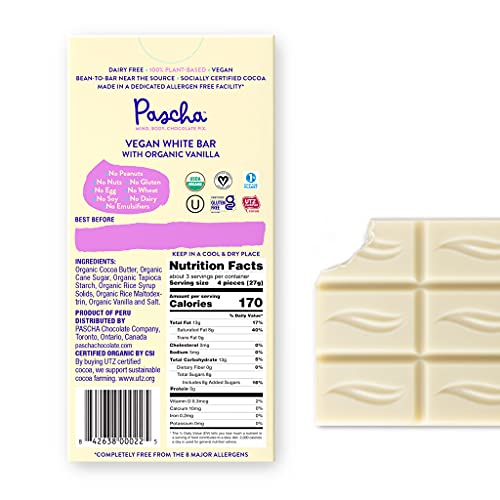 Pascha Organic Vegan White Chocolate Bars, Utz, Gluten Free, Non Gmo, 10 Count(Pack Of 1) #TOP2