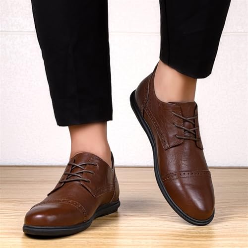 Leather Mens Formal Shoes Round Toe Lace-Up Comfortable Non-Slip Dress Business Meeting Office Work Shoes2