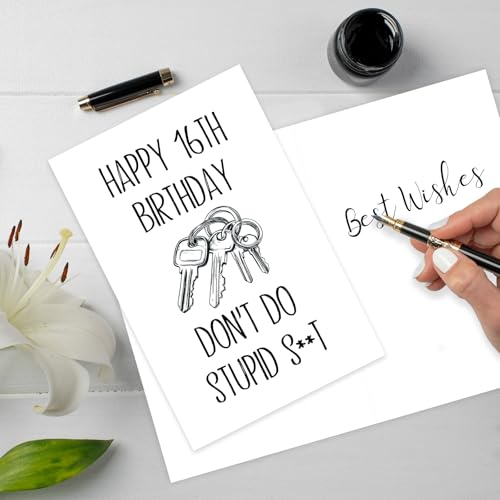 MOROLURU Funny 16th Birthday Card for Boys Girls, Humorous 16 Year Old Birthday Card Gifts for Him Her, Sweet 16th Bday Decorations from Mom Dad - Thumbnail 4