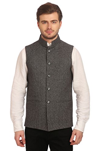 Image of WINTAGE Men's Tweed Bandhgala Festive Nehru Jacket Waistcoat -7 Colors