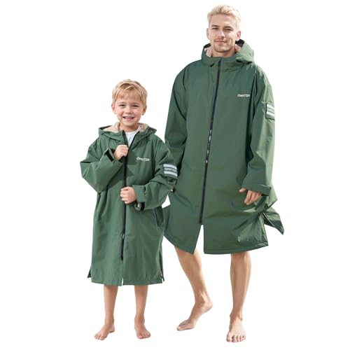 Owntop Parka da Nuoto per Adulti e Bambini, Impermeabile e Antivento, Oversize Poncho da Surf con Tasche Foderate in Peluche e Badge, per Piscina, Spiaggia, Surf, Campeggio