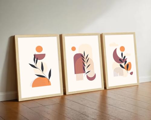 Image of ArtX Paper Bohemian Nature Wall Painting For Living Room Decoration, Boho Framed Painting for Wall Decoration, Wall Decor For Bedroom, Multicolor, 12.0 x 18.0 inches, Set Of 3