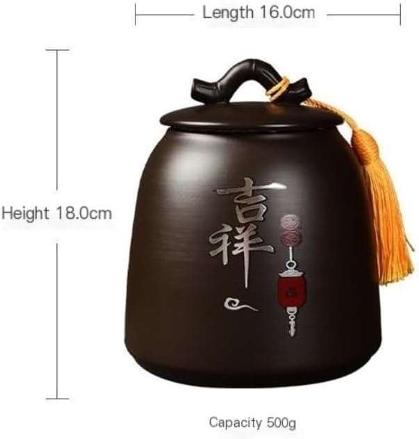 SONGCHAO Sugar Jar Purple Clay Tea Jar Large Ceramic Sealed Jar Retro Loose Tea Storage Container Black Tea Green Tea Pu'er Storage Jar Tea Canister (Color : E)