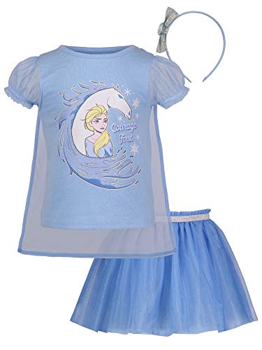 Disney Frozen Queen Elsa Toddler Girls T-Shirt Tulle Skirt And Headband 3 Piece Outfit Set 2T #TOP17