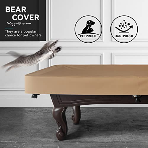 BEARCOVER Heavy Duty Leatherette Billiard Pool Table Cover, Waterproof & Tearproof Cover for Pool Table 7/8/9FT (Wheat Brown, 8FT-(100\"LX 56\"WX 8“H)) - Thumbnail 4