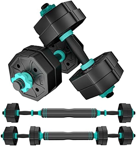 ARUNDO Dumbbells Set 20/30KG, 2 in 1 Dumbbell Barbell Lifting Set Workout Weight Set for Home Gym Equipment Lifting Set Strength Training Equipment,Anti slip adjustable Dumbbell Set