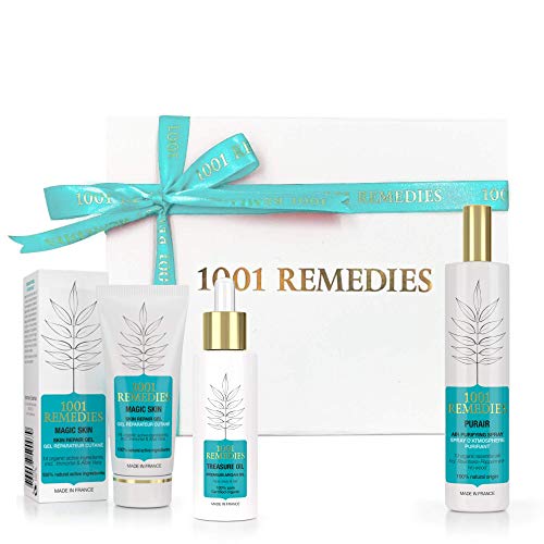 1001 Remedies - Regalos Veganos para Mujeres - Cesta Vegana para el cuidado de la piel y el hogar, Crema natural y Aceite de argán para Cabello y Piel Seca - Completamente Natural Cover