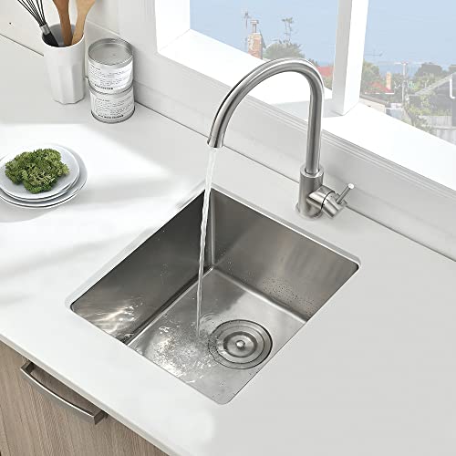 BoomHoze Stainless Steel Undermount Bar Sink, 15 x 17 Inches Small Wet Bar Undermount 16 Gauge SUS304 Brushed Nickel Single Bowl Outdoor Kitchen Sink by BoomHoze - Image 7