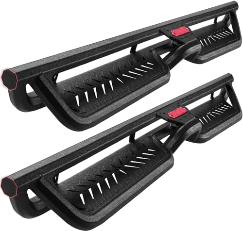 COMNOVA 6 Inch Running Boards Compatible with 2015-2026 Chevy Colorado/GMC Canyon Crew Cab Two-Stairs Step Bars Rock Sliders Rail Geometric Design Heavy-Duty Nerf Bars Made with Carbon Steel.
