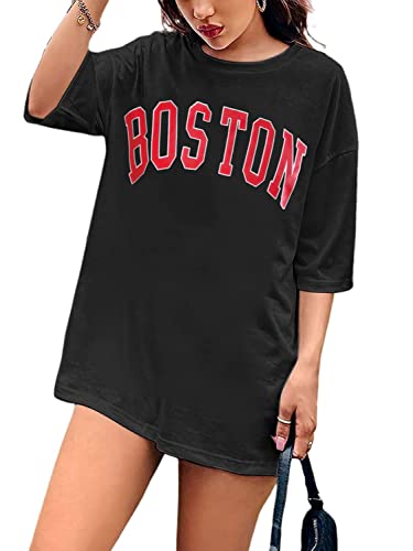 Women Miami Florida Letter Graphic Print Tee Shirt Oversized Short Sleeve Crew Neck Drop Shoulder Casual T-Shirt Tops4