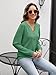 EADINVE Womens V Neck Long Sleeve Sweatshirts Half Button Lightweight Pullover Fashion Fall Clothes Green