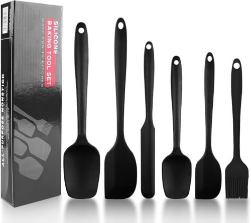 Magrimaxio Set di 6 Spatola Silicone Nero da Cucina utensili Pasticceria