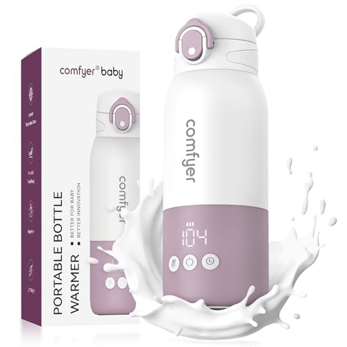Image of Portable Milk Warmer for Travel, Portable Bottle Warmer with Fast Heating & Long Battery Life, Instant Breast Milk, Formula or Water Warmer with 12 Ounces Big Capacity, Baby Flask for Vehicle