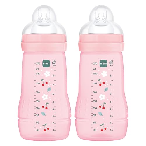 MAM Pack 2 Biberones, 2-4 Meses, 270ml, con Tetina 2 de Flujo Medio de Silicona de Fácil Aceptación, Fácil de Sostener, Fácil de Limpiar, MAM Easy Active, Rosa Brillante, Pack de 2uds MAM Pack 2 Biberones, 2-4 Meses, 270ml, con Tetina 2 de Flujo Medio de Silicona de Fácil Aceptación, Fácil de Sostener, Fácil de Limpiar, MAM Easy Active, Rosa Brillante, Pack de 2uds