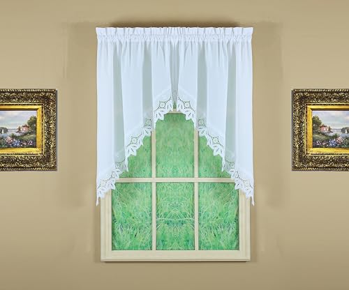 Today's Curtain, Heirloom Battenberg Eyelet Swag 38", White, 58" W