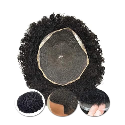 Men's bald wig Pelucas de cabello humano rizado Afro for hombres, peluquín, pelucas completas de encaje, prótesis capilar transpirable for hombre, pelucas masculinas, línea del cabello Bald cap(8mm Wa