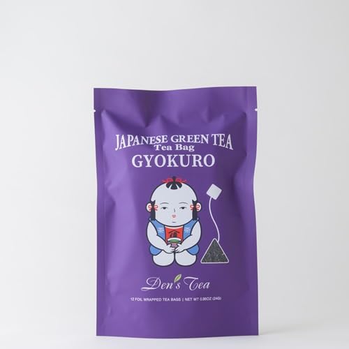 [Den's Tea] Pyramid Teabags, Authentic Japanese Green Tea from Shizuoka, Japan (Pack of 12) (Gyokuro)