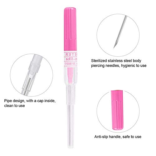 Nose Septum Ear Body Piercing Needles/IV Catheter Needles-Beach Body Art Supply IV Needle Piercing Needles Kit Piercing IV Needles With Catheter Body Piercing Needle IV Kit 16G Gauge 25Pcs - Thumbnail 6