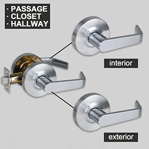 Hisafe Passage Commercial Door Locks Heavy Duty Grade 2 Lever, Non-Handed, Ul 3 Hour Fire Rated, Ada Compliant, Satin Chrome Finish 26D, 2-3/4''Backset, X-Xg-Ps-70 #TOP2