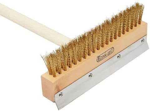 Chef-Master 90046 Pizza Brush Head Replacement | Attaches to the 90041 Pizza Oven Brush | Stainless Steel Scraper Blade | Heavy-duty Brass Bristles | 10 Long Pizza Brush Head