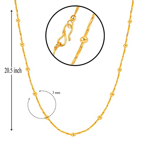 Image of Fashion Frill Gold Plated Brass Chain for Women Neck Chain & Girls Classic & Stylish Light Weighted