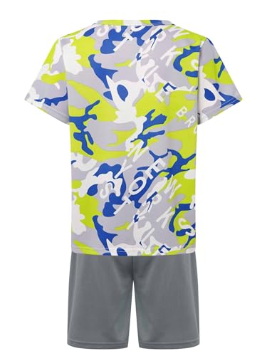 easyforever Kids Boys Sports Outfit Set Short Sleeve Camouflage Print T-shirt With Shorts For Soccer Basketball Workout Green 7-8 Years4
