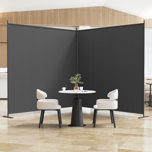 Helios&Hestia 2-Panel 6 ft Tall Indoor Folding Room Divider, Portable Privacy Screen, Freestanding Partition Separator, Temporary Wall Separation for Bedroom, Office, 142" W X 71" H, Dark Grey