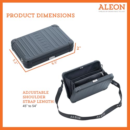 Image of Horizontal All Aluminum Crossbody Bag - Lightweight Compact Travel Case with Adjustable Strap, RF Blocking, Interior Pockets & Secure Clasp - Stylish Over-Shoulder Bag for Men & Women (Onyx)