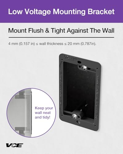 Image of VCE Low Voltage Mounting Bracket Single Gang Wall Plate, Flush Low Voltage Box for Network, HDMI, Coaxial, Speaker, Telephone Cables, Black, 5 Pack