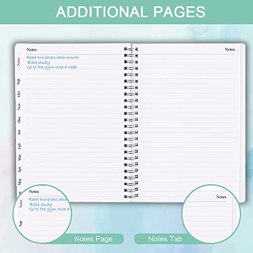 2023 Planner - Weekly & Monthly Planner Runs From July 2023 To June 2024, 6.25" X 8.25", 12 Monthly Tabs, 14 Notes Pages, Inner Pocket, Flexible Cover With Twin-Wire Binding, Teal #TOP5