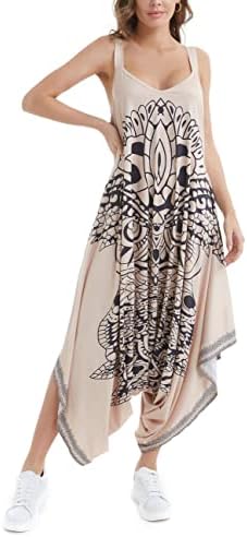 ISQALO 2023 Upgrade Funny Owl Face Casual Sleeveless Dress with Pockets, Summer Dresses for Women, Women's Casual Loose Long Dress, for Summer Daily Life Playsuit, Street Wear and More