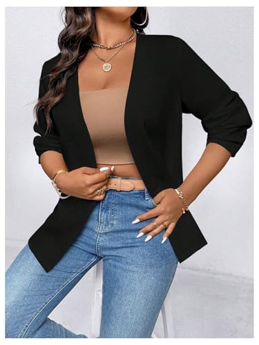 SOLY HUX Women's Plus Size Blazer Open Front Long Sleeve Work Office Casual Jacket3