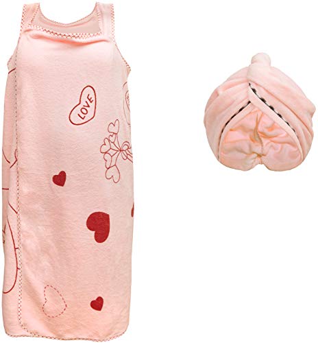Towel Wraps for Women - Spa Bath Waffle Body Wrap with Adjustable Touch - Microfiber Dress Towel (Pink Skirt Set)