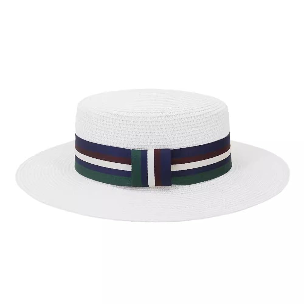 Cappello di Paglia da Uomo Cappello da Uomo e Donna con Tesa Larga Piatta in Paglia, for Esterni per attività All'aperto