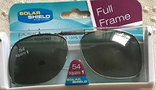 Solar Shield Clip-on Polarized Sunglasses Size 54 Square 1 Black Full Frame New