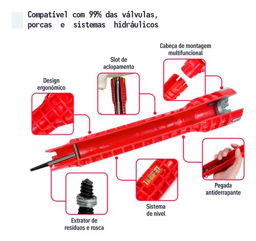 Chave Grifo Instalador Hidráulico 8x1 Multiuso Cano Pia Torneira Filtro Encanamento Chave Inglesa Fe
