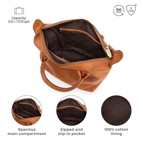 BERLINER BAGS Vintage Genuine Leather Shoulder Bag Louise, Small Crossbody Handbag, Purse for Women - Brown4