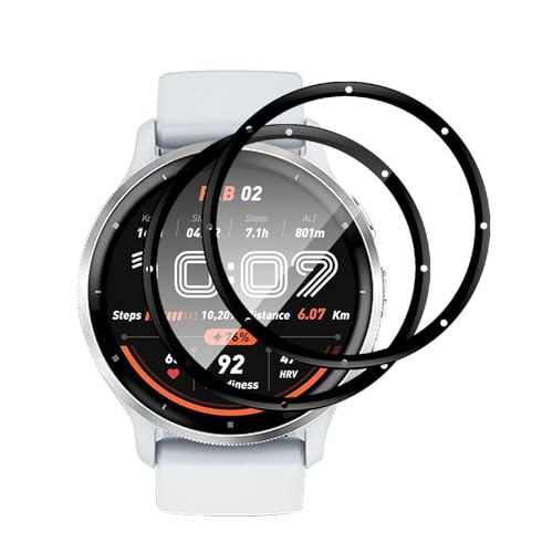 VideoSecu für Panzerglas für Garmin Venu 3s Schutzfolie 2 Stück TPU Displayschutz HD Klar Ultradünn Schweißresistent Stoßfest mit Blasenfreie Installation für Sport